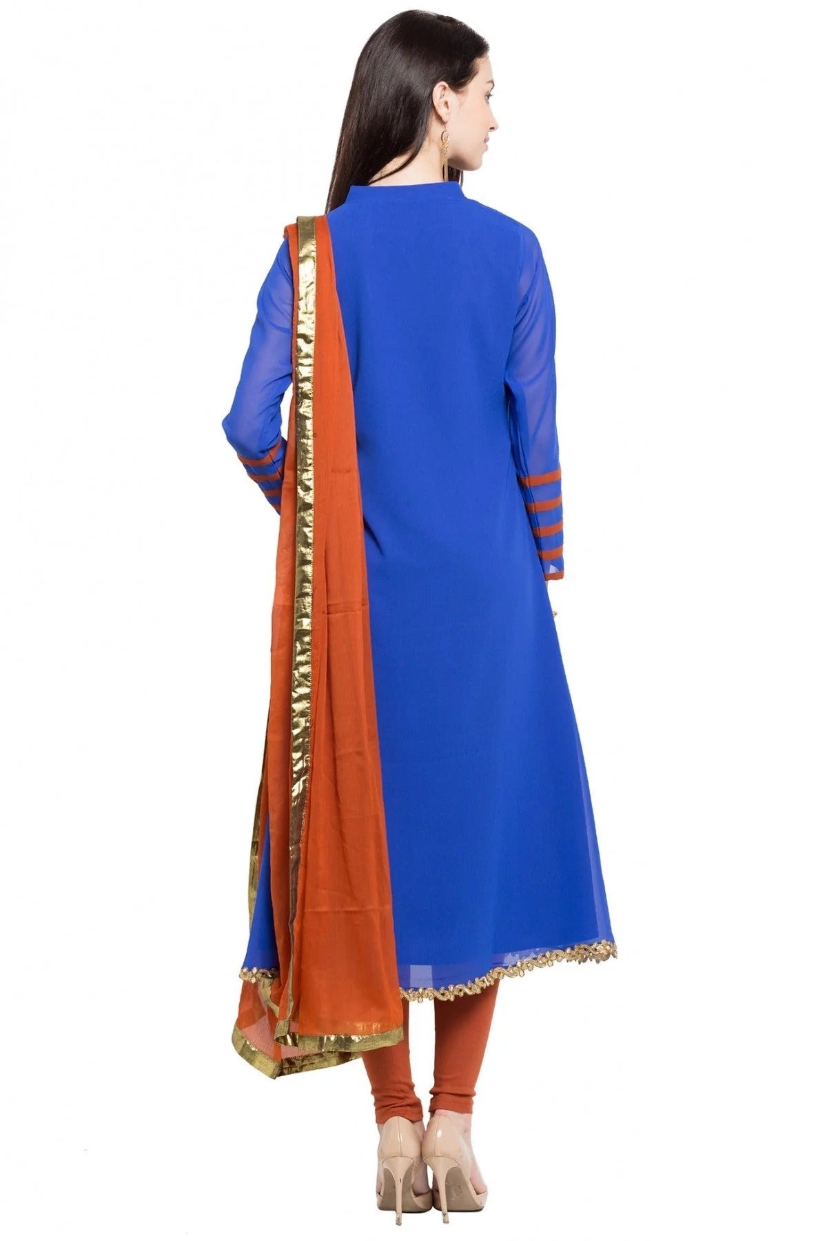 Blue Colour Plus Size Stitched Georgette Anarkali Suit BW1070164 A