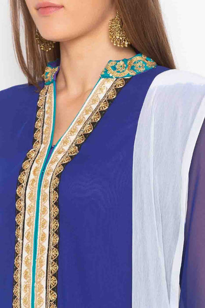 Blue Colour Plus Size Stitched Georgette Embroidery Palazzo Pant Suit BW1070203 B