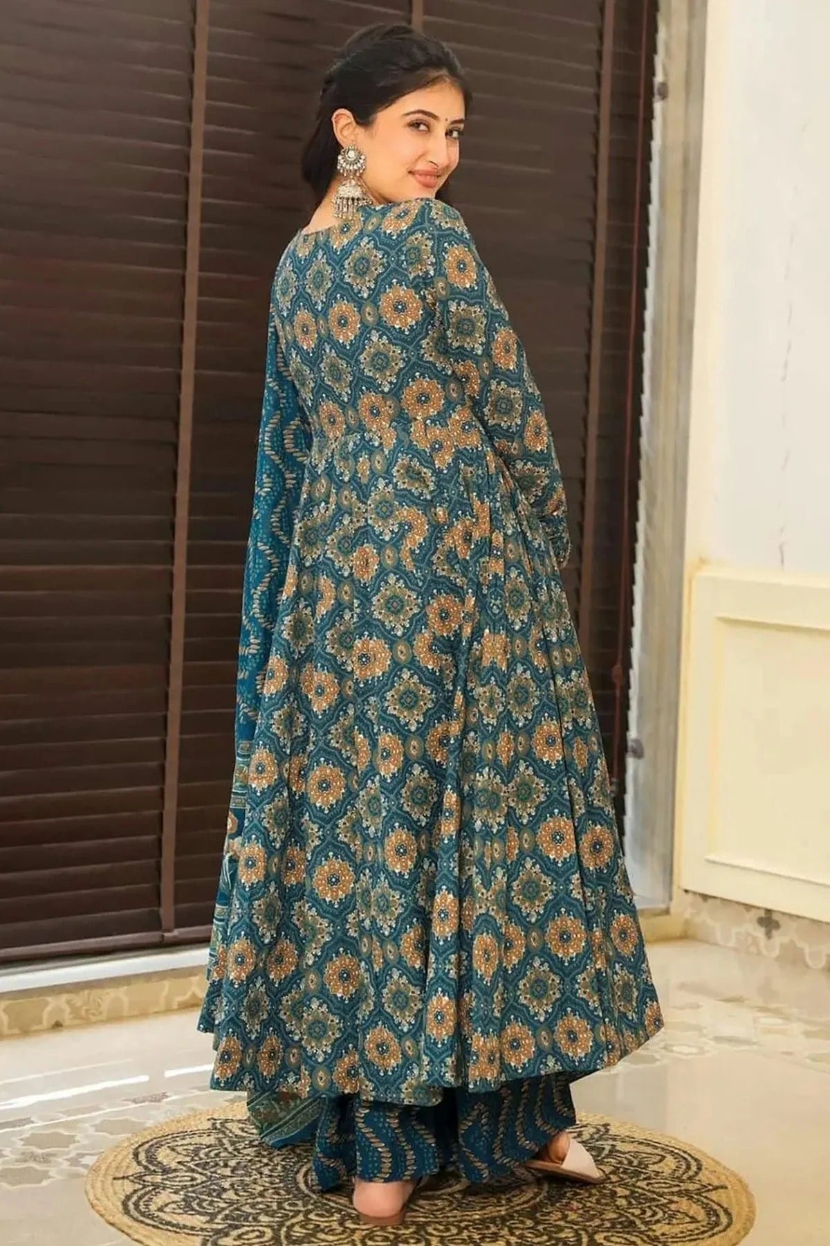 Blue Colour Printed Muslin Stitched Suit SS1112457 A