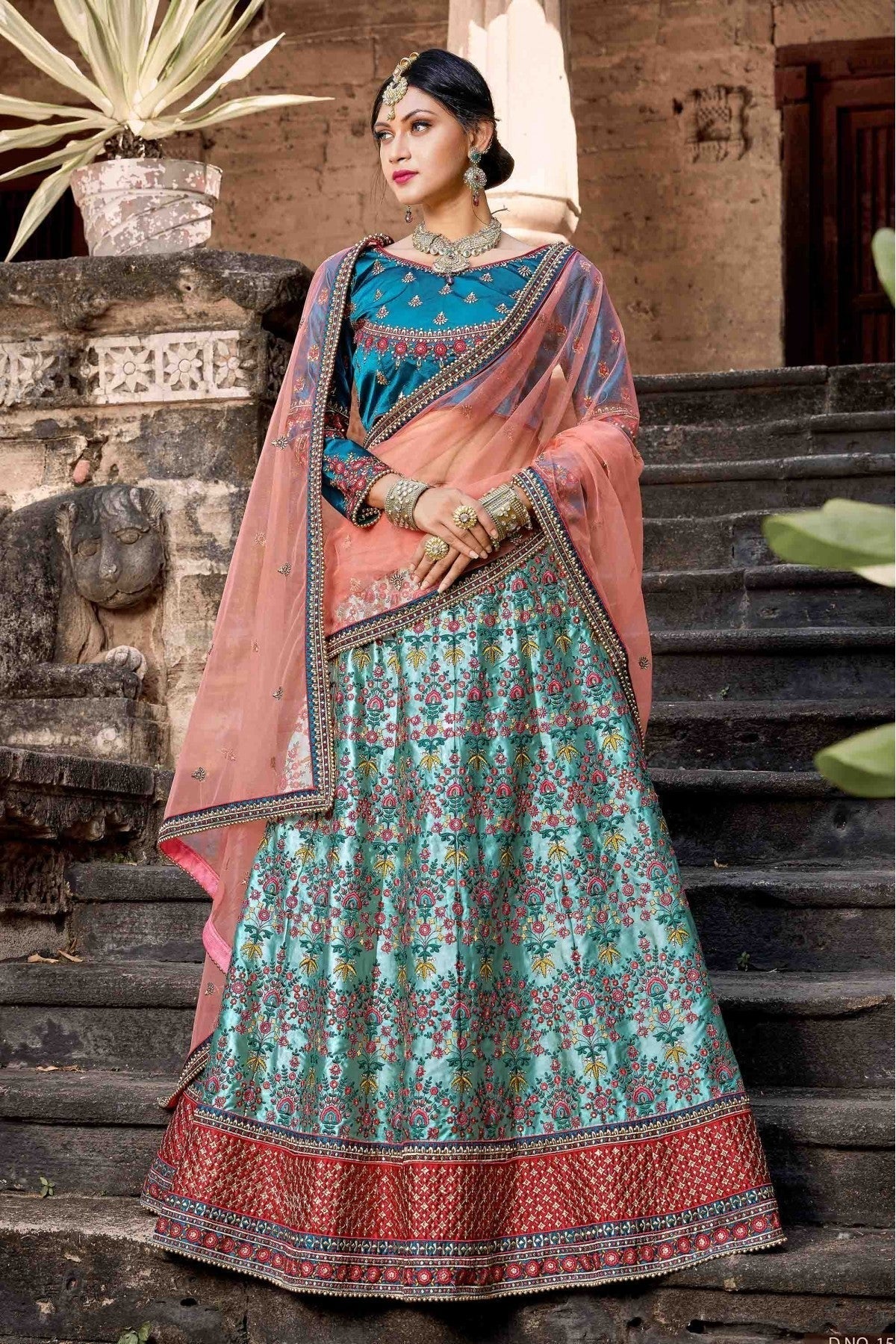 Blue Colour Pure Satin Resham Work Lehenga Choli LC1080191
