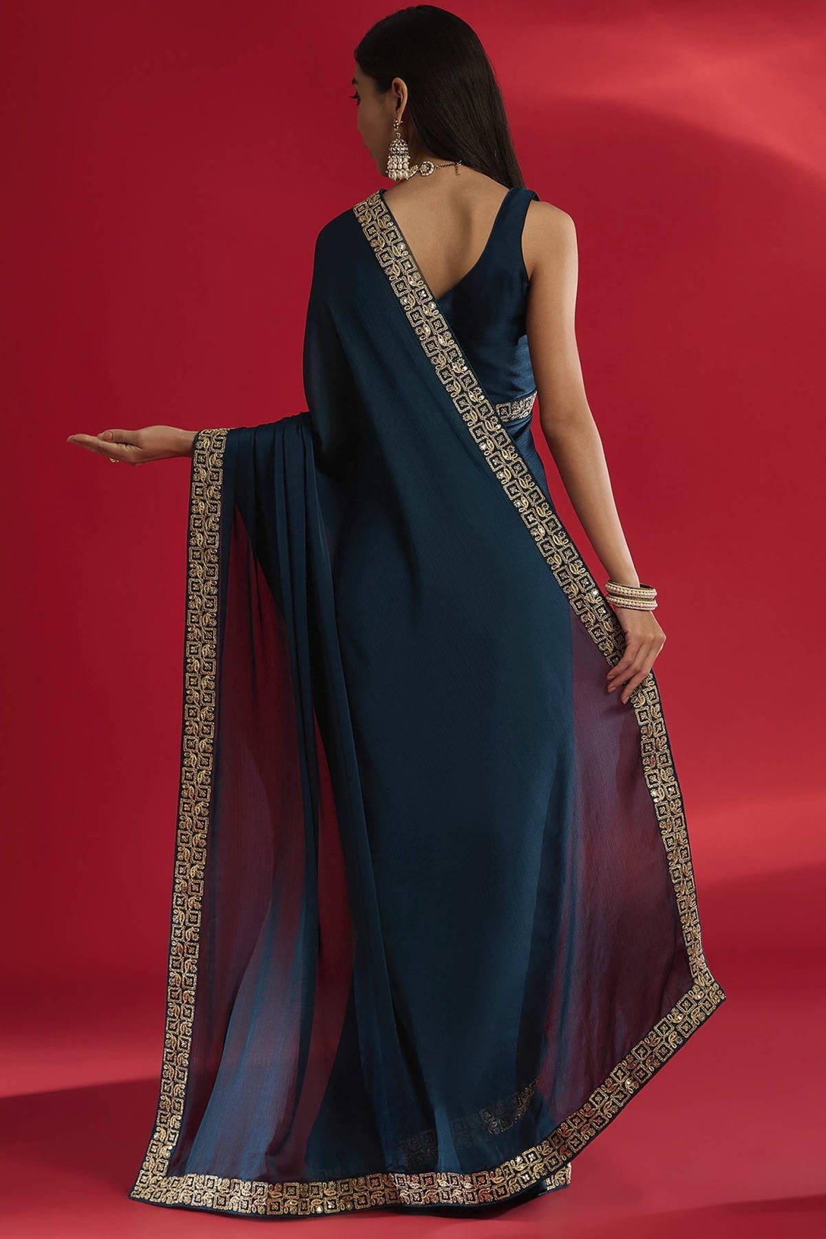 Blue Colour Rangoli Silk Printed Saree