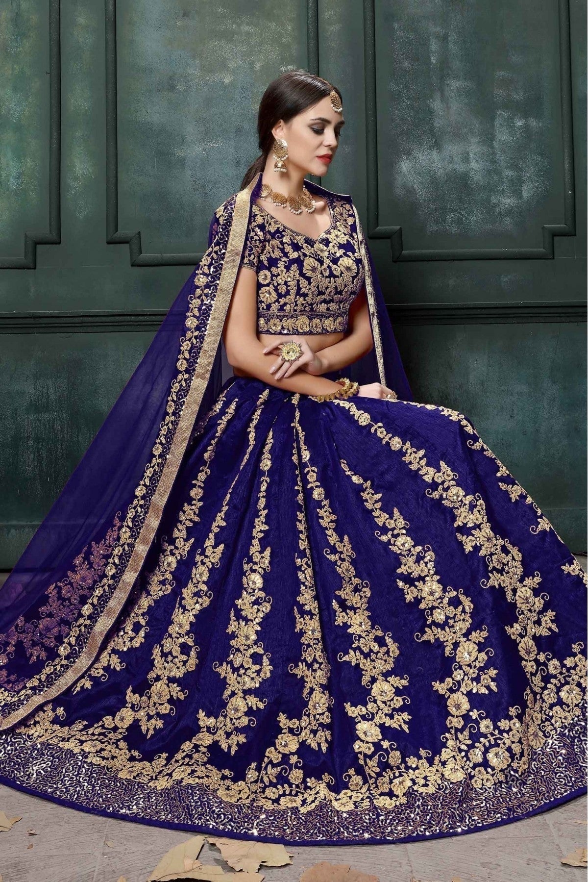 Blue Colour Raw Silk Lehenga Choli LC1010015 A