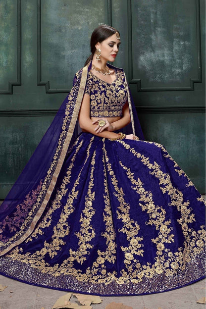 Blue Colour Raw Silk Lehenga Choli LC1010015 A