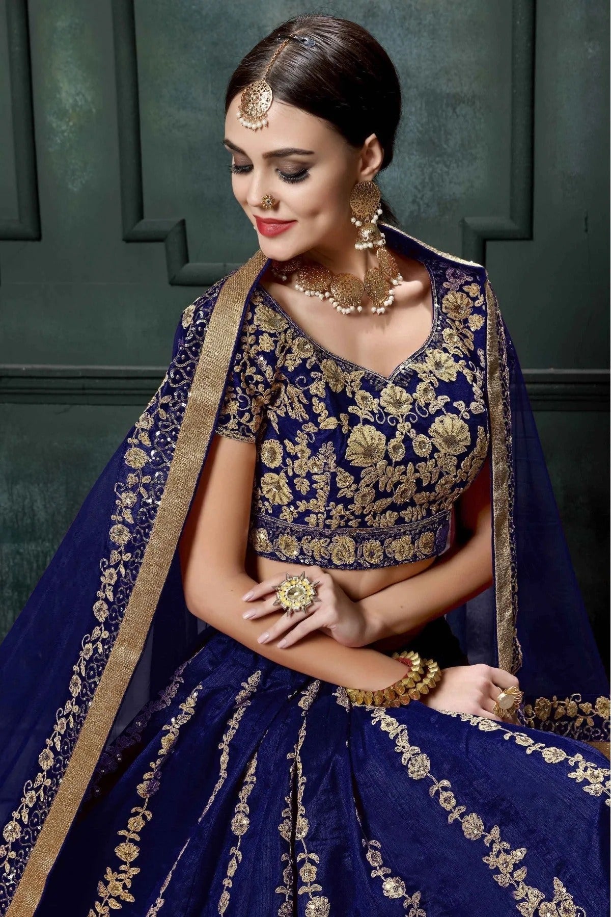 Blue Colour Raw Silk Lehenga Choli LC1010015 B
