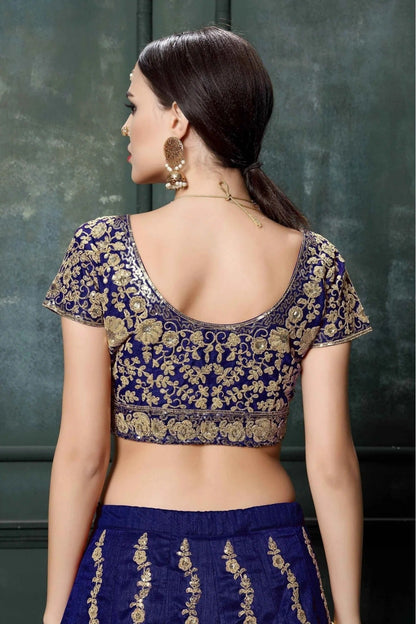 Blue Colour Raw Silk Lehenga Choli LC1010015 C