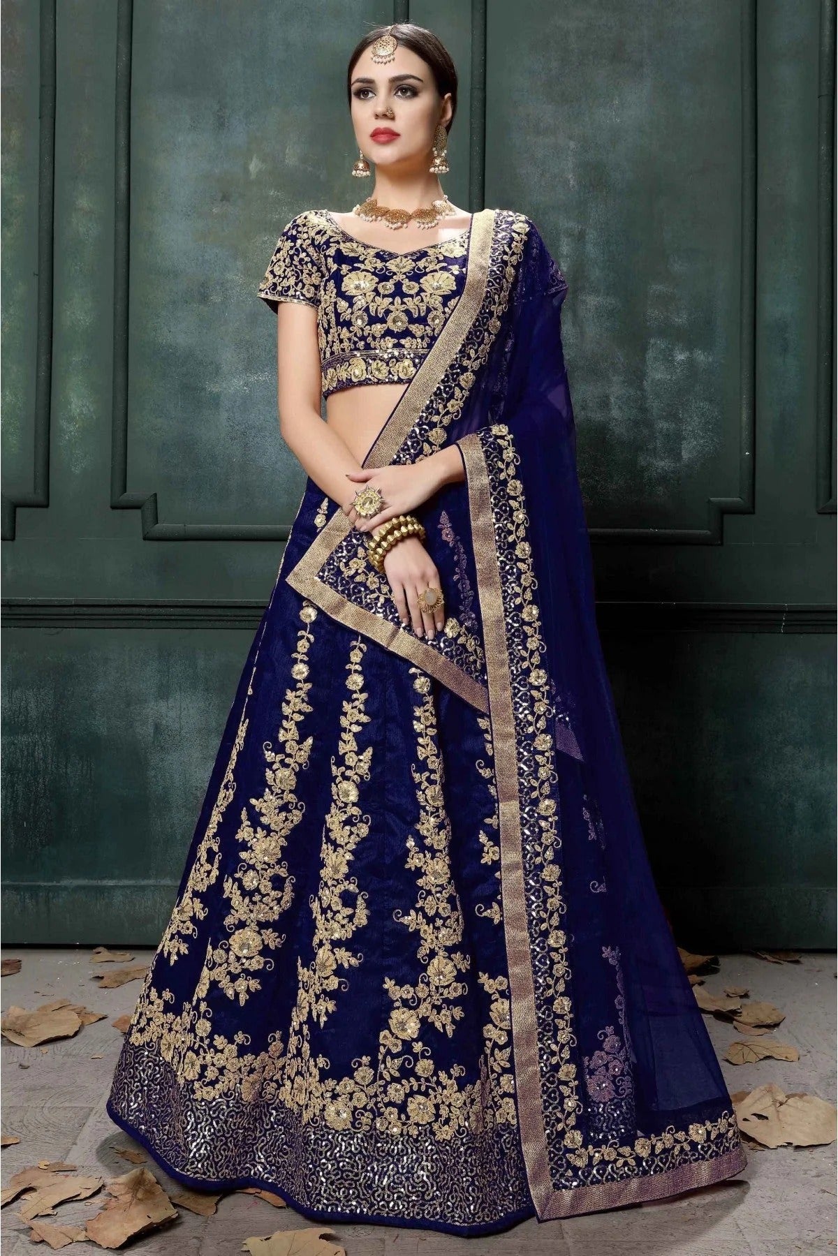 Blue Colour Raw Silk Lehenga Choli LC1010015