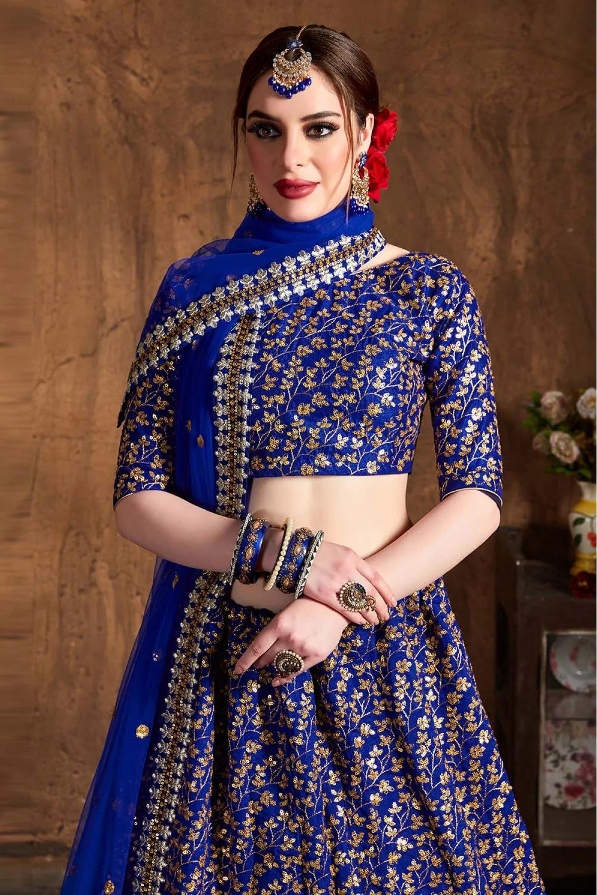Blue Colour Raw Silk Lehenga Choli LC1010066 B