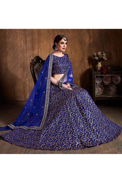 Blue Colour Raw Silk Lehenga Choli LC1010066 C