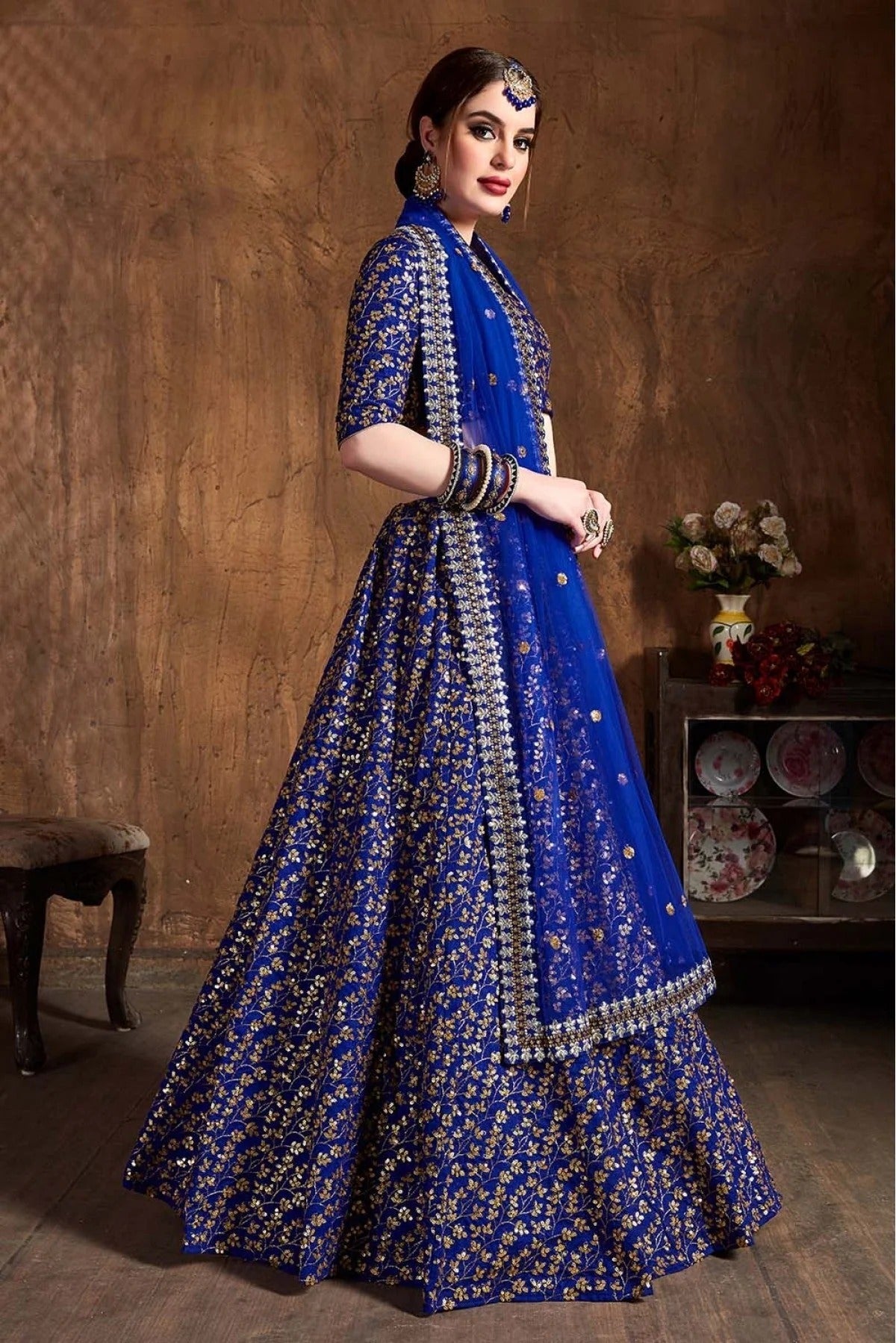 Blue Colour Raw Silk Lehenga Choli LC1010066