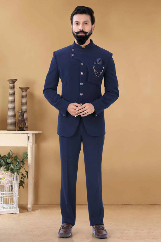 Blue Colour Rayon Jodhpuri Suit SH1130017