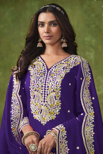 Blue Colour Roman Silk Patiala Suit SM1050549 A