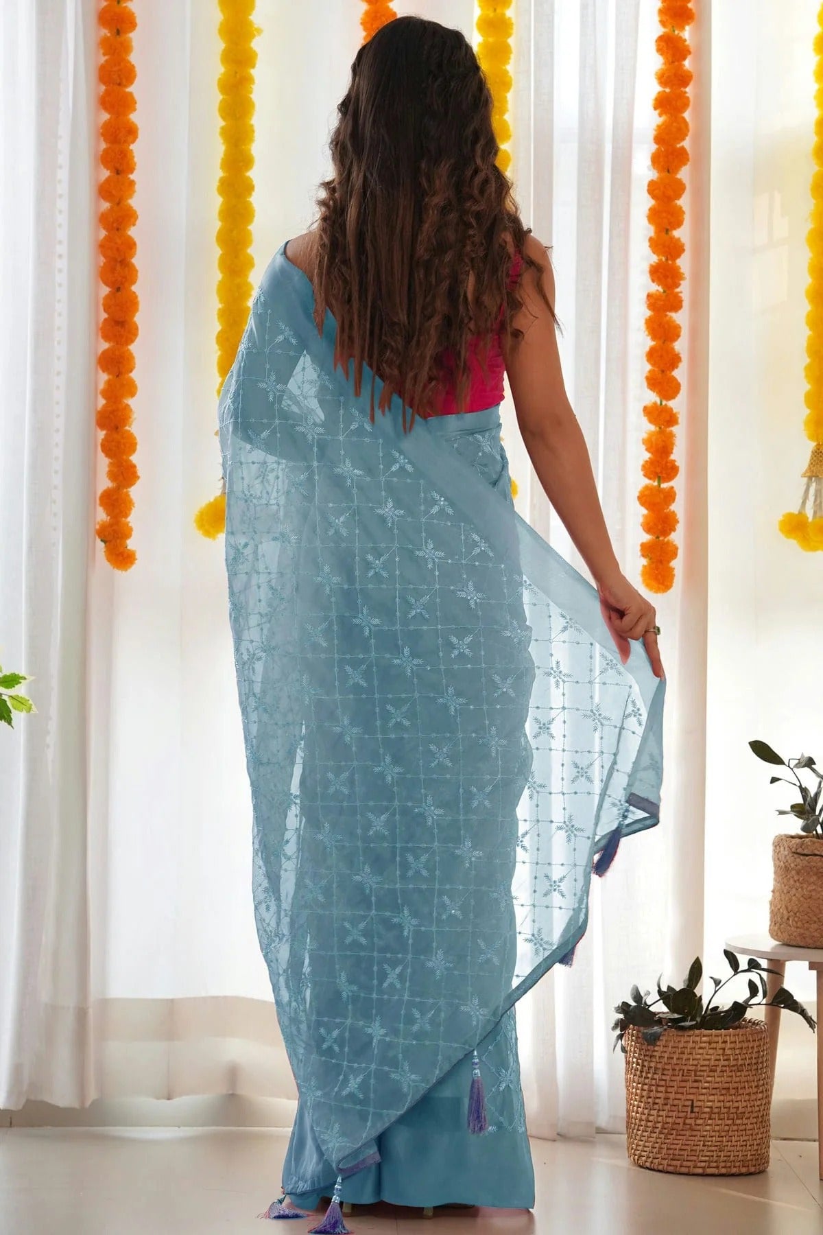 Blue Colour Satin Georgette Designer Saree SD1111834 A