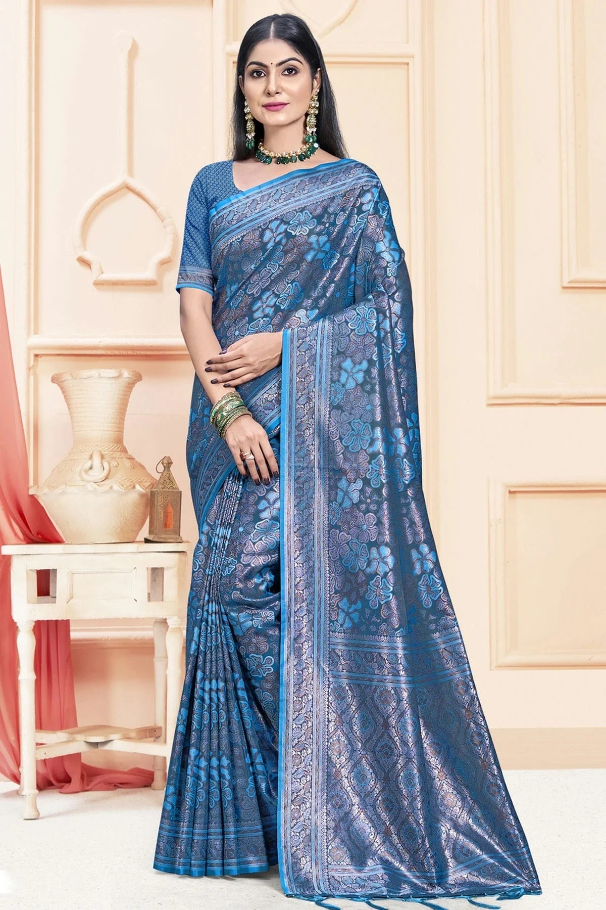 Blue Colour Satin Silk Traditional Saree SD1102432