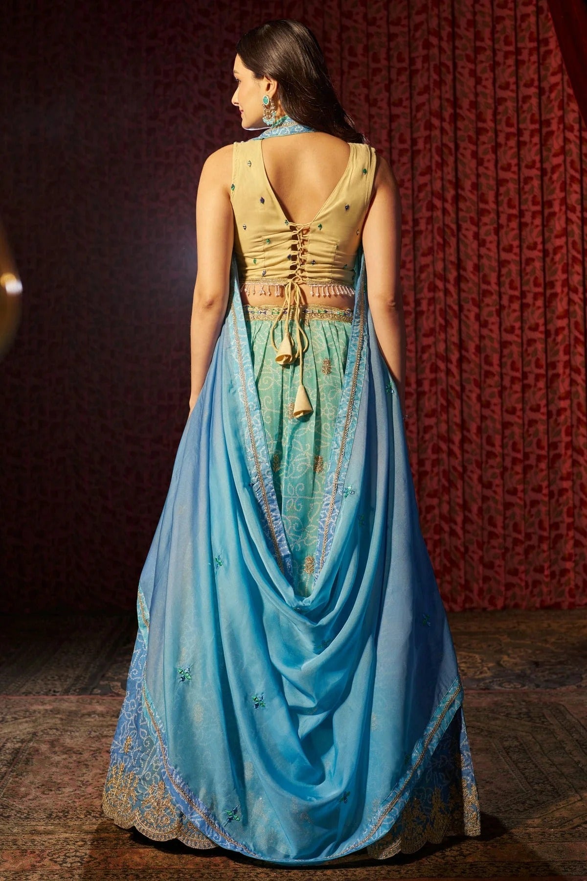 Blue Colour Semi Stitched Organza Lehenga Choli LC1080892 A