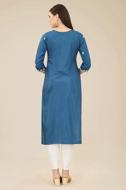 Blue Colour Shiny Silk Kurti KR1111005 A