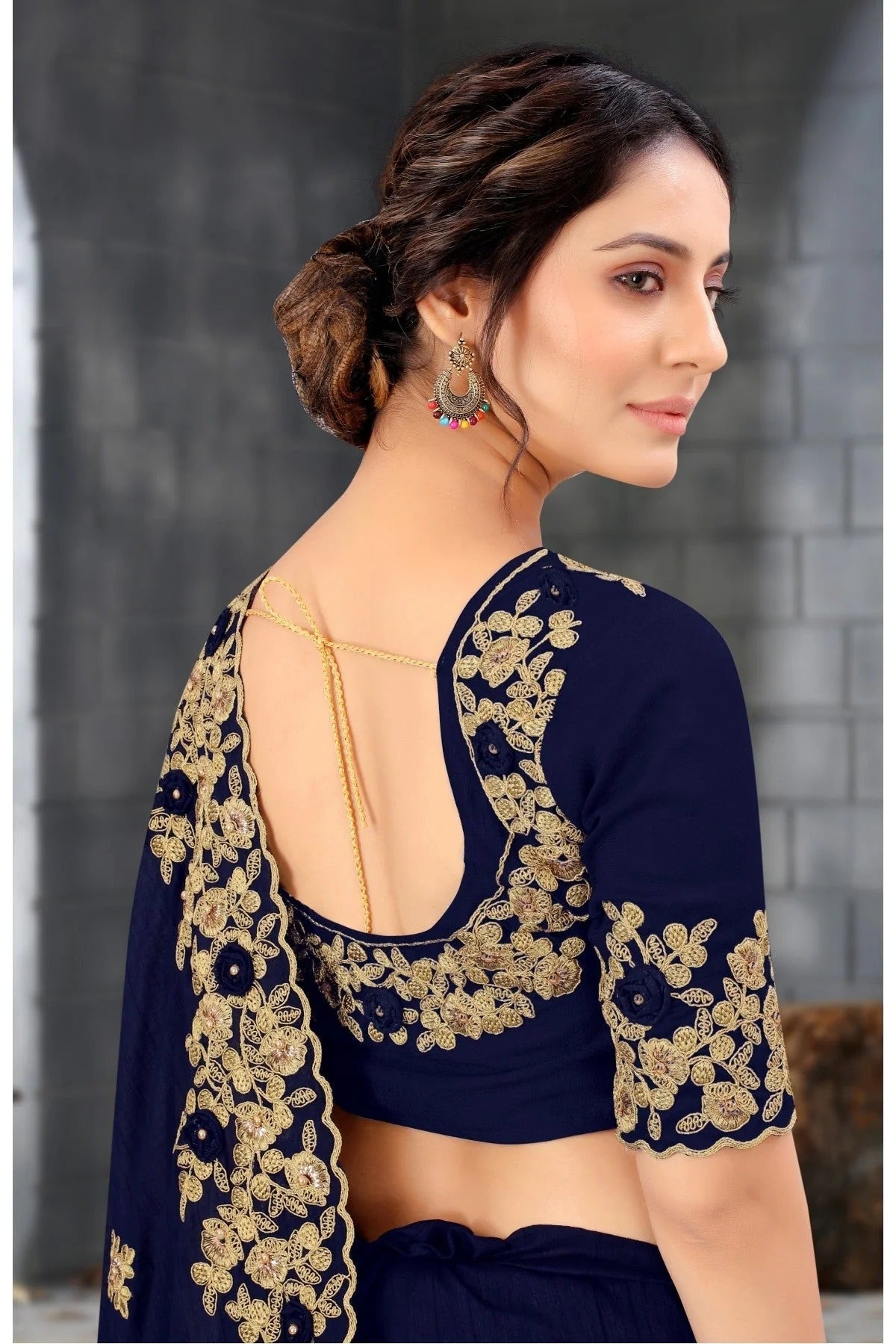 Blue Colour Silk Embroidery Saree SD1120809 A