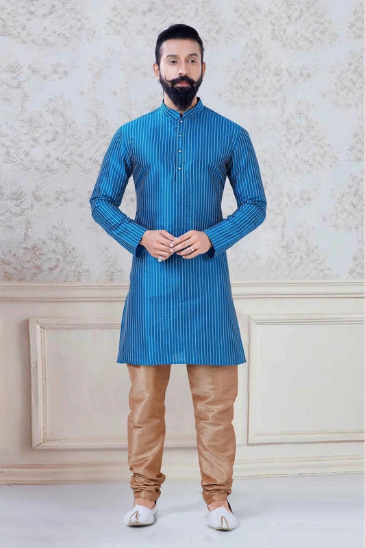 Blue Colour Silk Festival Wear Kurta Pajama KP1130072