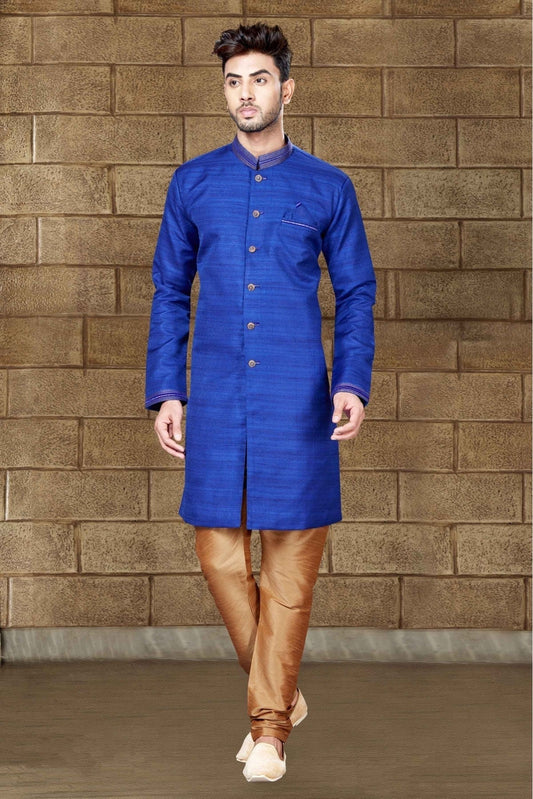 Blue Colour Silk Indo Western SH1040205