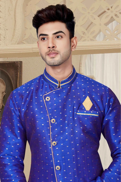Blue Colour Silk Indo Western SH1040207 A