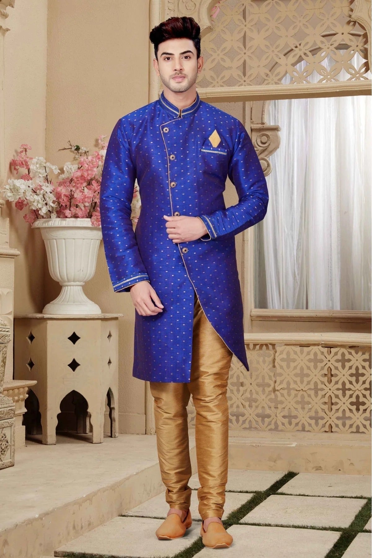 Blue Colour Silk Indo Western SH1040207