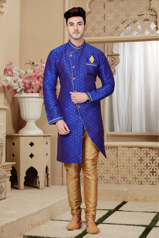 Blue Colour Silk Indo Western SH1040207