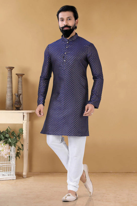 Blue Colour Silk Kurta Pajama KP1130111