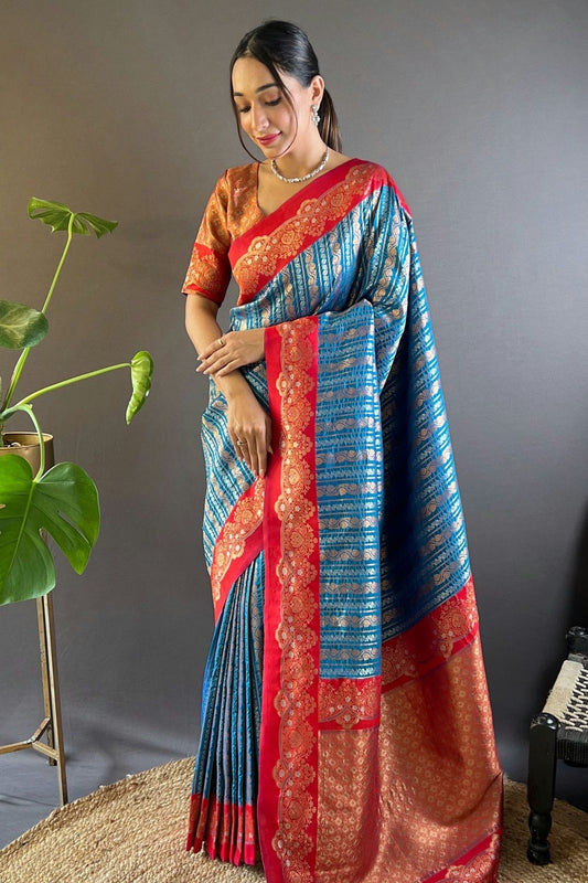 Blue Colour Silk Woven Work Saree SD1290027