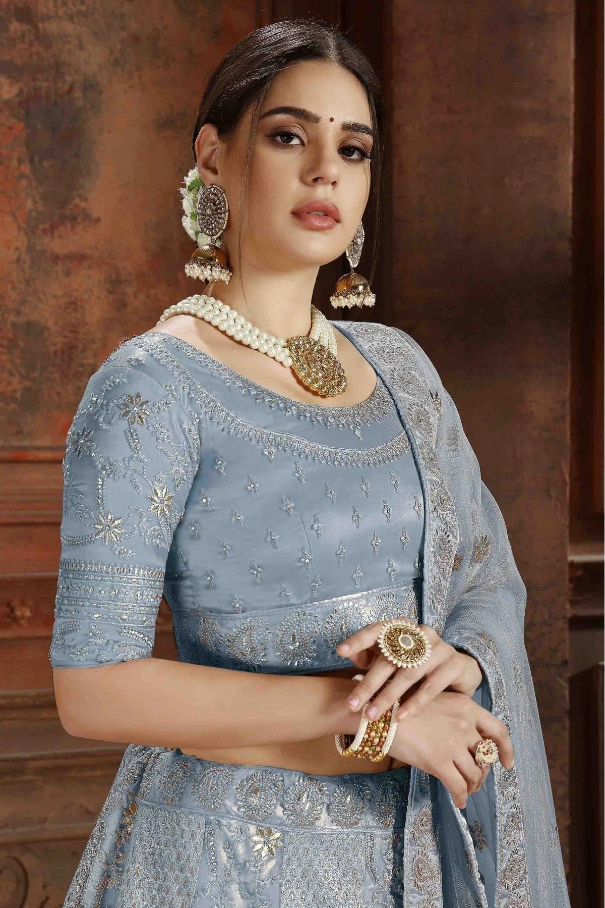 Blue Colour Soft Net Embroidery Lehenga Choli LC1080071 A
