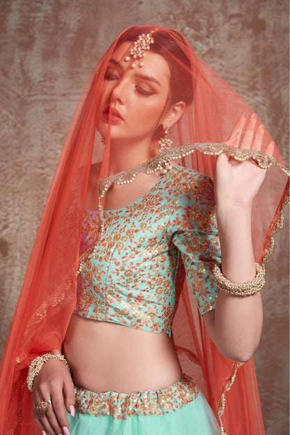 Blue Colour Soft Net Sequins Work Lehenga Choli LC1080416 B