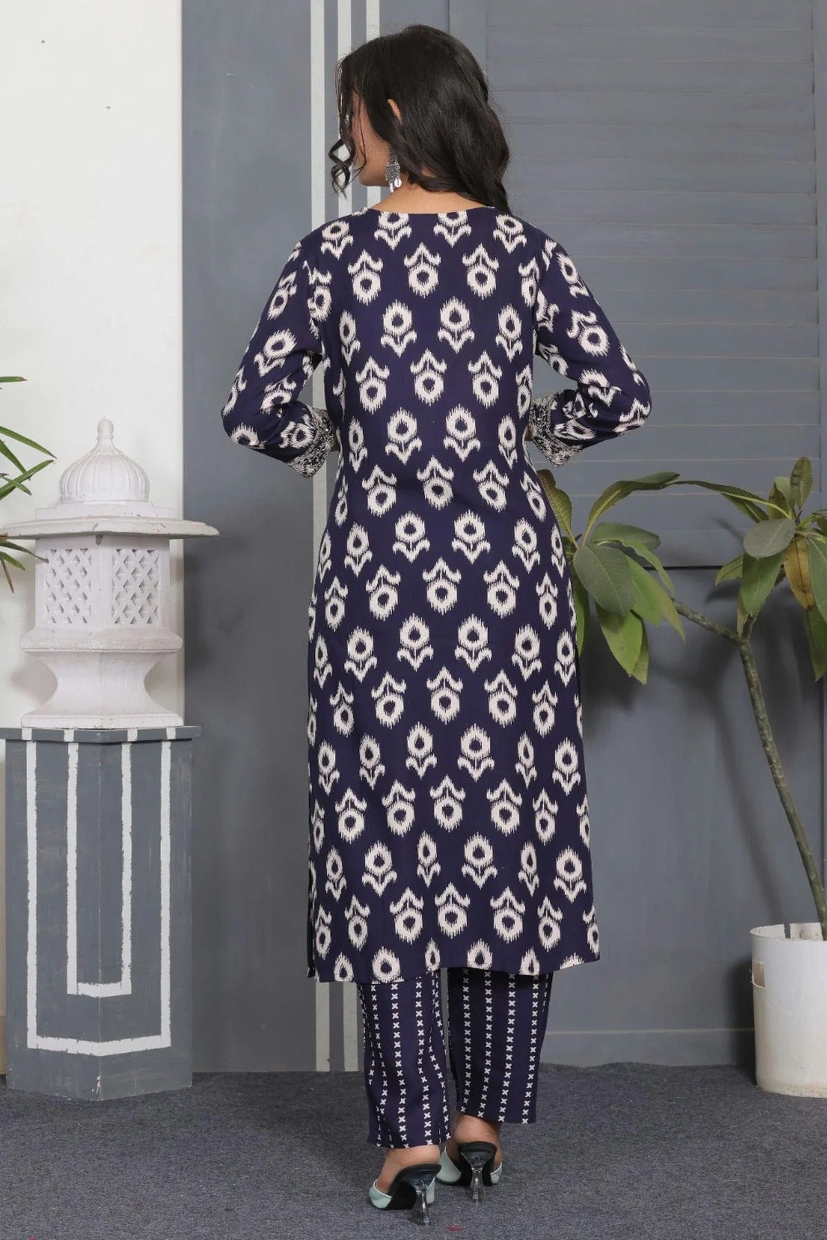 Blue Colour Stitched Rayon Top and Bottom TP1112397 A