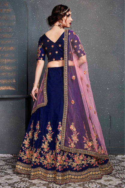 Blue Colour Taffeta and Satin Silk Lehenga Choli LC1010033 A