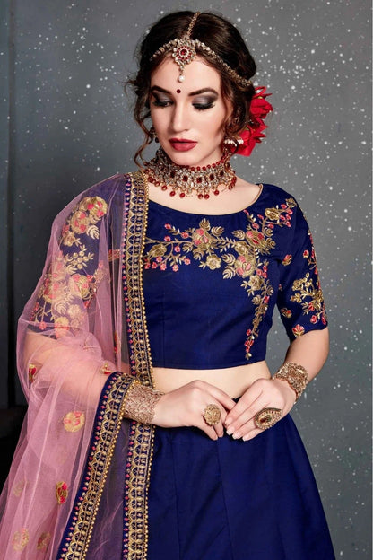 Blue Colour Taffeta and Satin Silk Lehenga Choli LC1010033 B