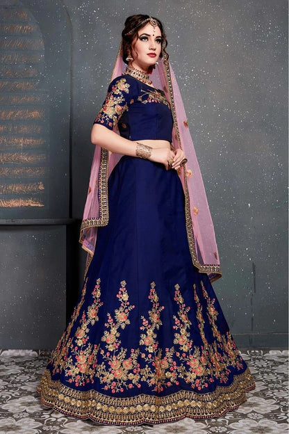 Blue Colour Taffeta and Satin Silk Lehenga Choli LC1010033 C