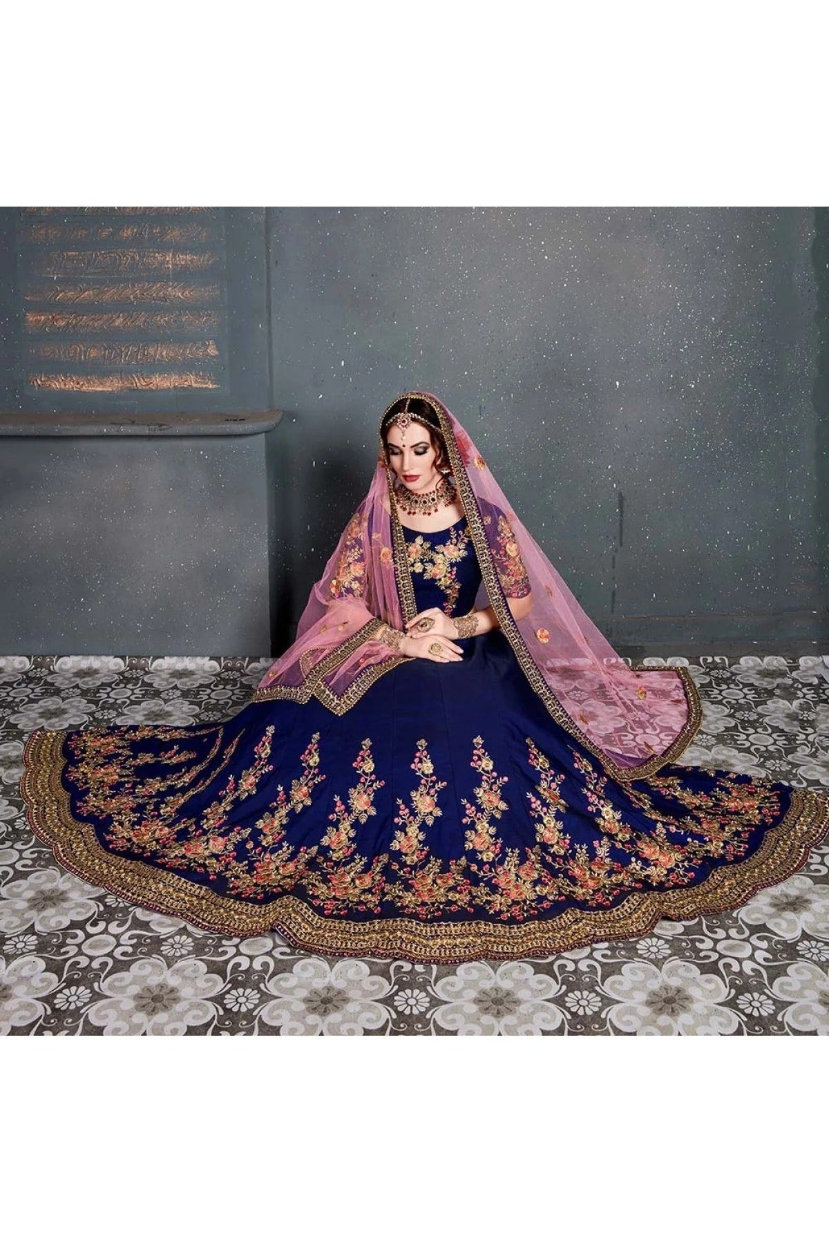 Blue Colour Taffeta and Satin Silk Lehenga Choli LC1010033 D