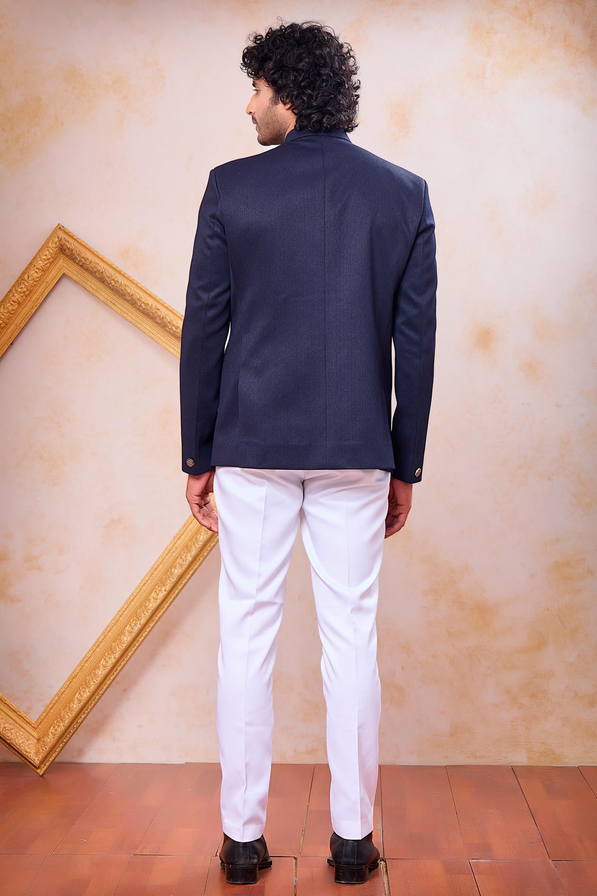 Blue Colour Thread Work Embroidery Imported Fabric Jodhpuri