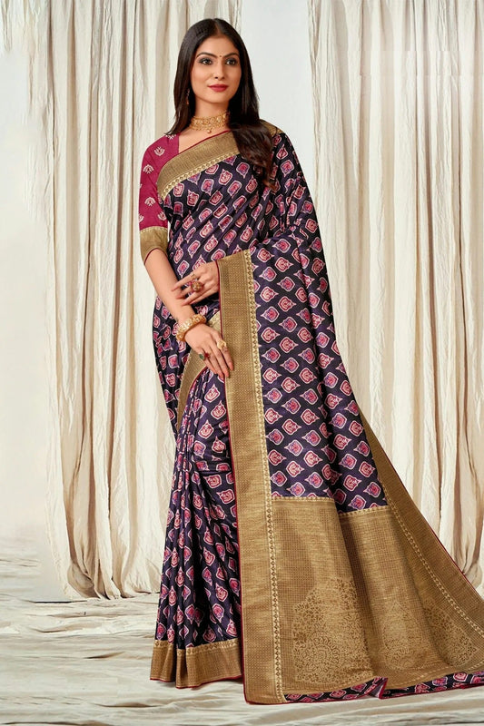 Blue Colour Tussar Silk Printed Saree LC1121609