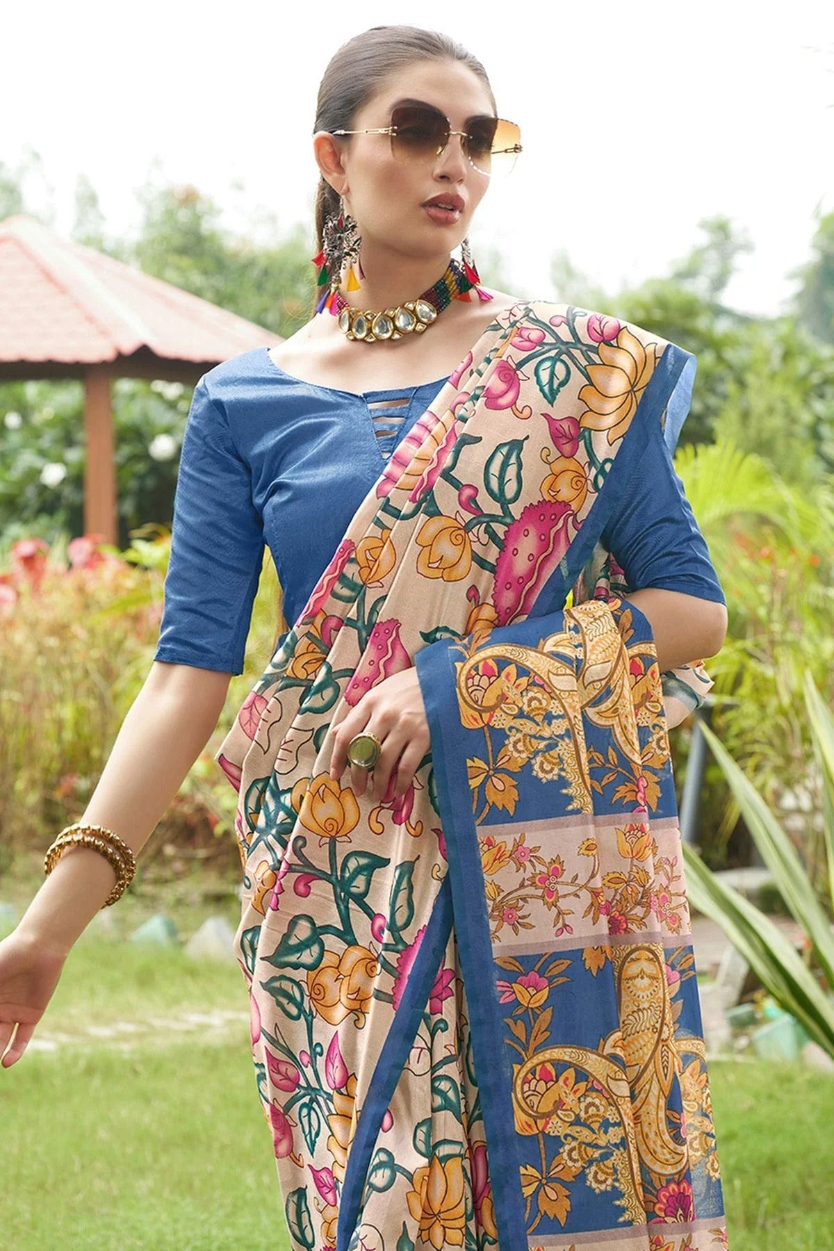 Blue Colour Tussar Silk Printed Saree SD1112089 A