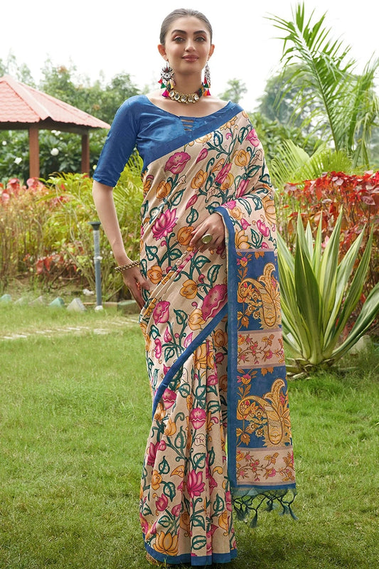 Blue Colour Tussar Silk Printed Saree SD1112089