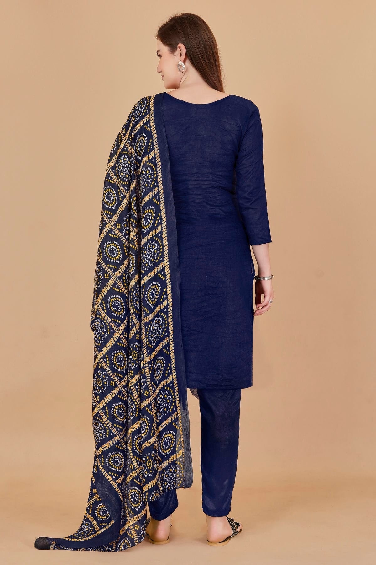 Blue Colour Unstitched Banarasi Jacquard Fabric Straight Suit US1160986 A