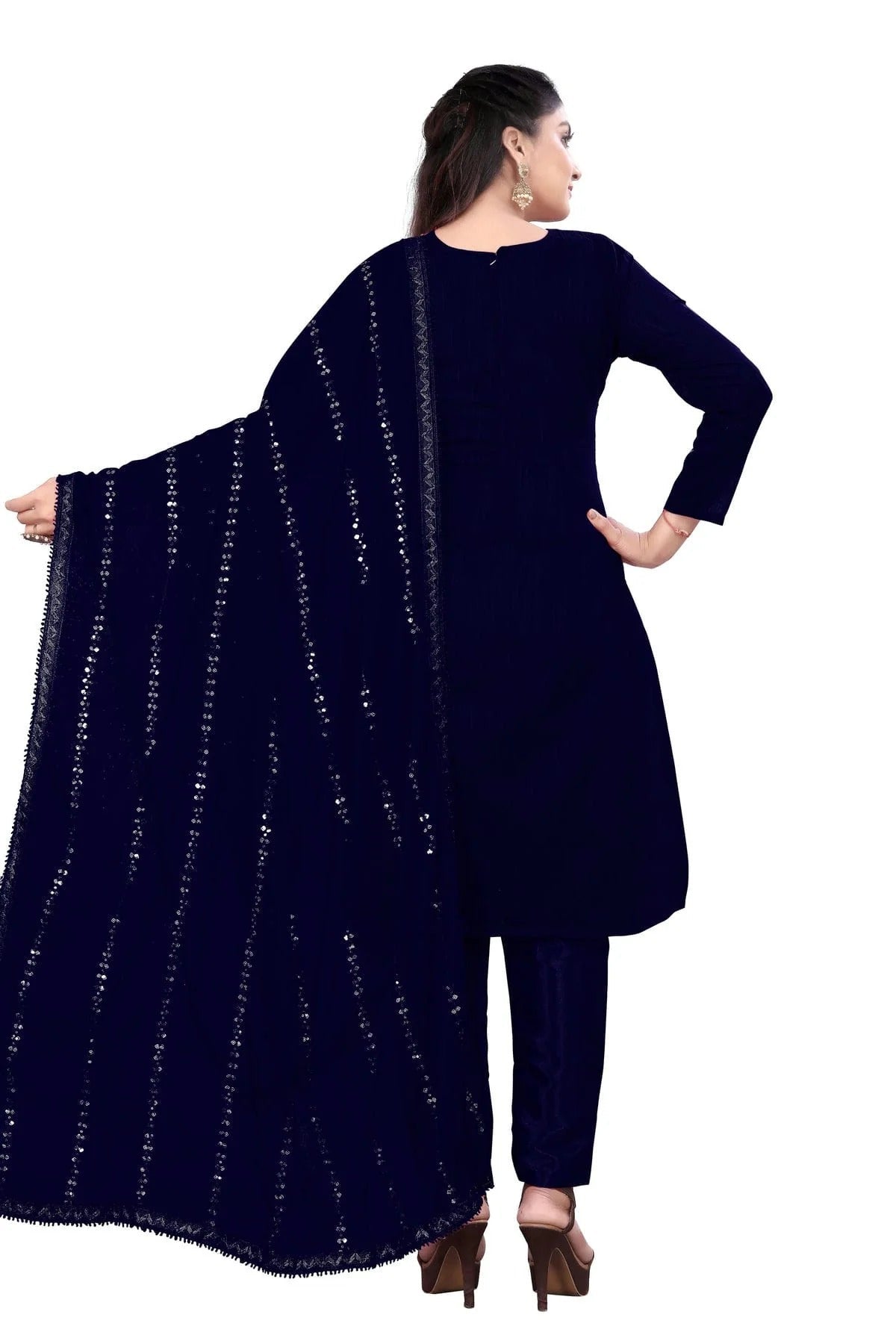 Blue Colour Unstitched Chanderi Cotton Straight Suit US1160664 A