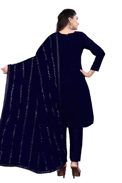 Blue Colour Unstitched Chanderi Cotton Straight Suit US1160664 A