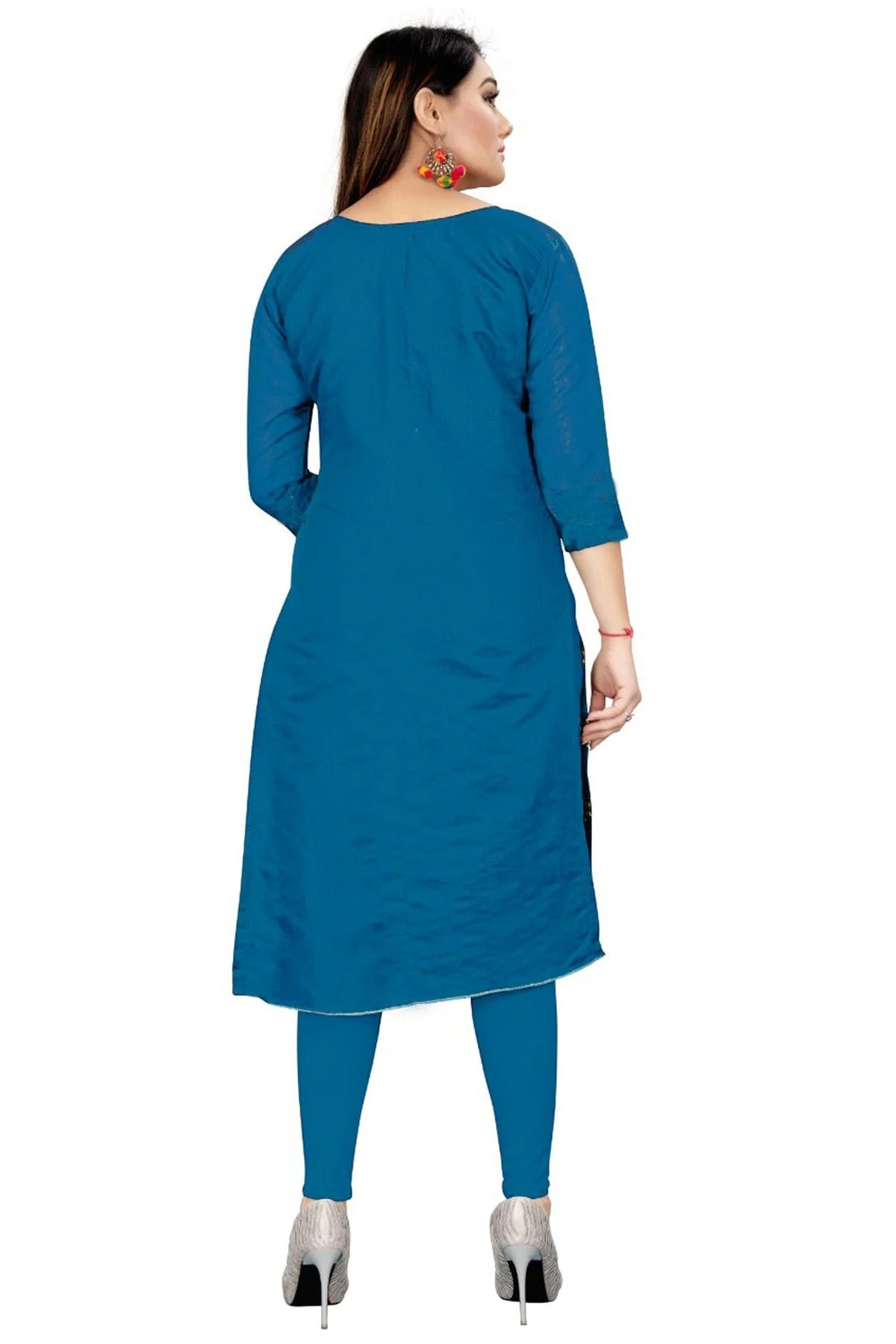 Blue Colour Unstitched Chanderi Straight Suit US1160730 A