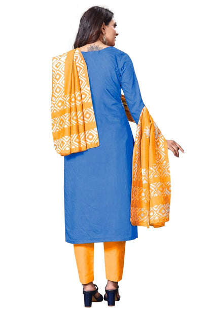 Blue Colour Unstitched Cotton Straight Suit US1160659 A