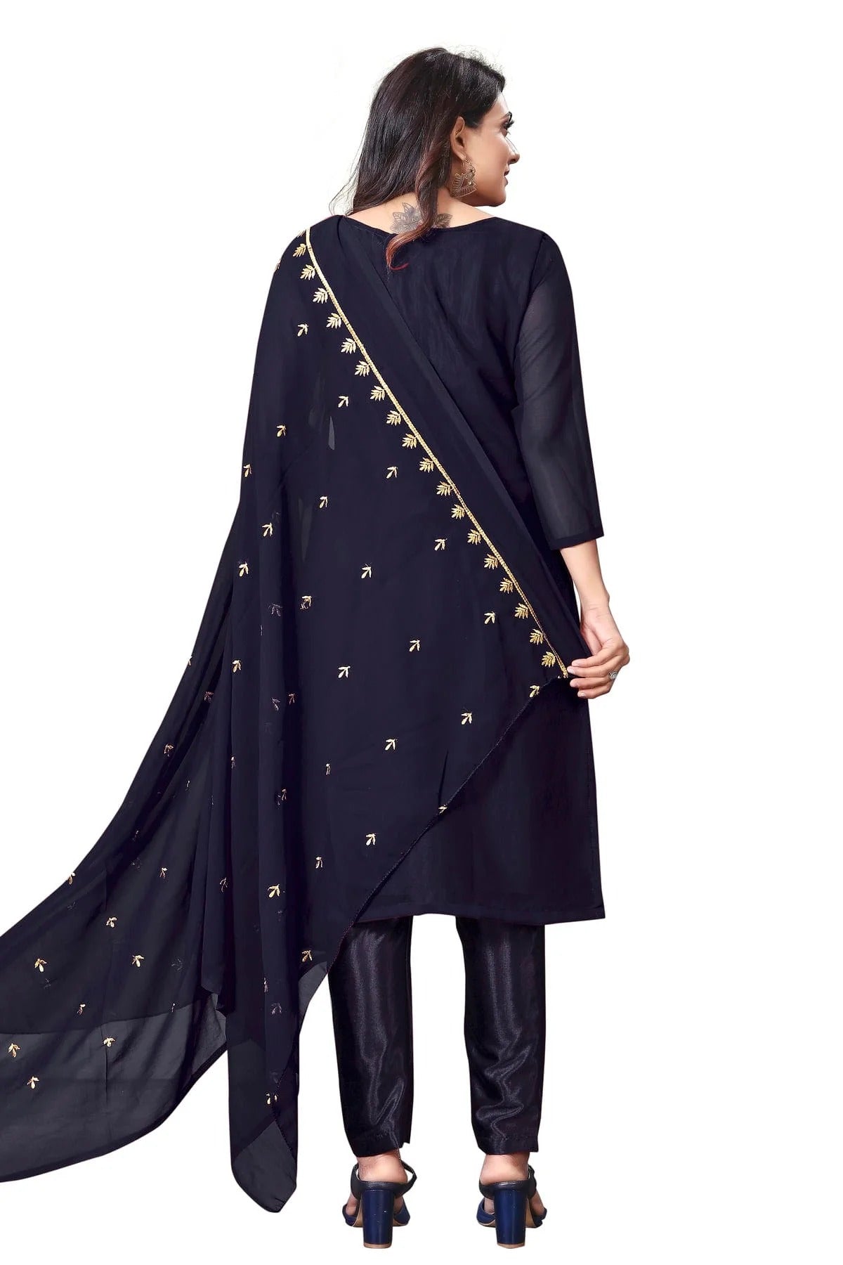 Blue Colour Unstitched Faux Georgette Straight Suit US1160637 A