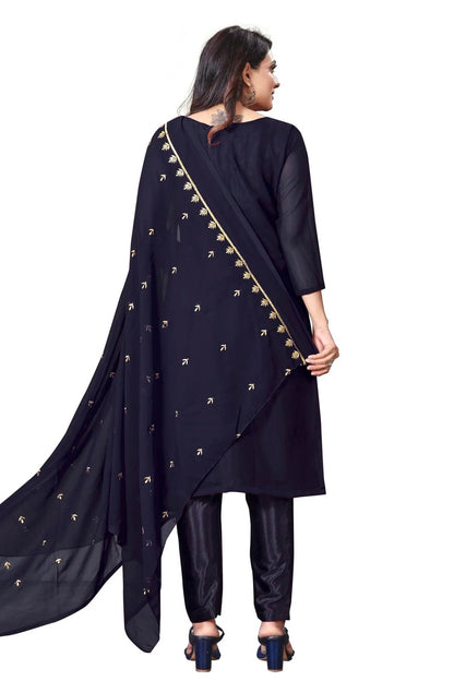 Blue Colour Unstitched Faux Georgette Straight Suit US1160637 A