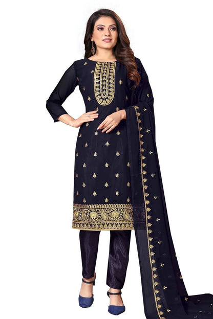 Blue Colour Unstitched Faux Georgette Straight Suit US1160637