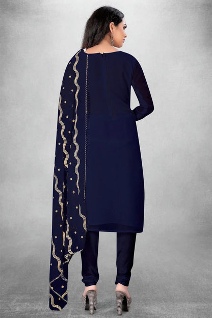 Blue Colour Unstitched Georgette Churidar Suit US1160790 A