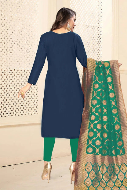 Blue Colour Unstitched Jaam Cotton Fabric Straight Suit US1160910 A