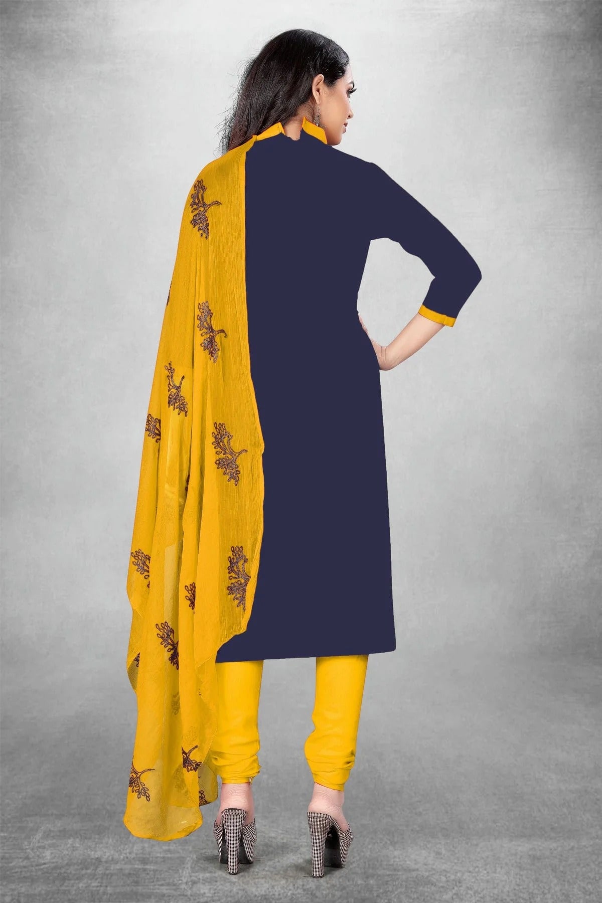 Blue Colour Unstitched Slub Cotton Churidar Suit US1160748 A
