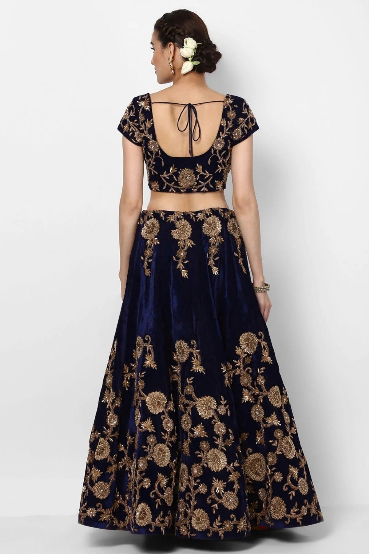 Blue Colour Velvet and Silk Lehenga Choli LC1010039 A